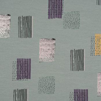 French Terry Blockmuster Streifen Punkte mint schwarz lila 1.45m