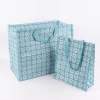 XXL Shopper Blumenkranz Vögel aus recycelten Material blau weiß 55x48x28cm
