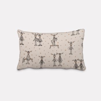 SCHÖNER LEBEN. Kissenhülle Moose Winter Elche Love natur grau beige