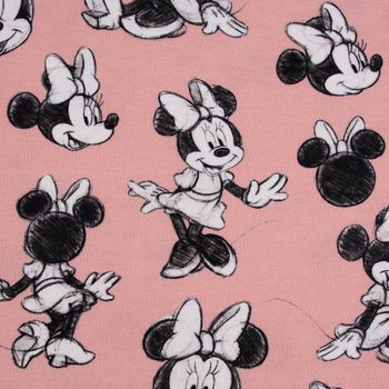Burda Baumwolljersey Digitaldruck Minnie Maus rosa schwarz weiß 1.45m