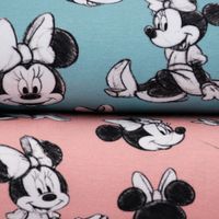 Burda Baumwolljersey Digitaldruck Minnie Maus rosa schwarz weiß 1.45m