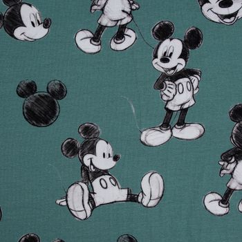 Baumwolljersey Jersey Digitaldruck Micky Maus grün schwarz weiß 1.45m