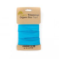 Schrägband Einfassband Organic Bio Popeline Baumwolle 20mm uni türkis 5m