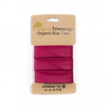 Schrägband Einfassband Organic Bio Popeline Baumwolle 20mm uni beere 5m