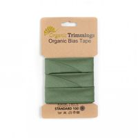 Schrägband Einfassband Organic Bio Popeline Baumwolle 20mm uni khaki grün 5m