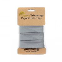 Schrägband Einfassband Organic Bio Popeline Baumwolle 20mm uni grau 5m