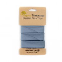Schrägband Einfassband Organic Bio Popeline Baumwolle 20mm uni rauchblau 5m