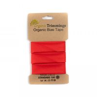 Schrägband Einfassband Organic Bio Popeline Baumwolle 20mm uni rot 5m