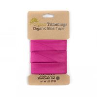 Schrägband Einfassband Organic Bio Popeline Baumwolle 20mm uni fuchsia 5m