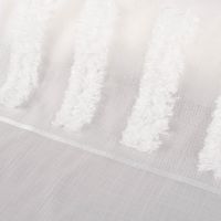 Gardinenstoff halbtransparent Strukturoptik Fransen Streifen wollweiß 150cm Breite