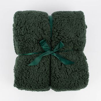 Mikrofaserdecke Kuscheldecke TEDDY dunkelgrün 150x200cm