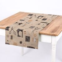 SCHÖNER LEBEN. Tischläufer Sewing Atelier Nähzubehör natur schwarz