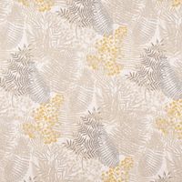 Dekostoff Ramie Leinenoptik Ombrage Blätter Farne beige gelb1.50m