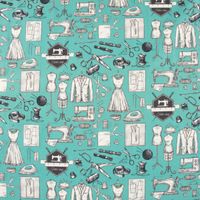 LeQuilt Patchworkstoff Baumwollstoff Popeline Tailleur Schneidereibedarf Nähatelier türkis 115cm Breite