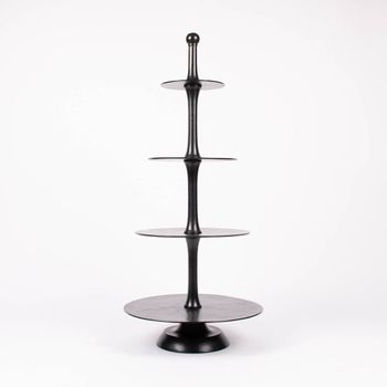 Große Etagere rund Metall Strukturoberfläche 4stufig Aluminium schwarz 55x123cm