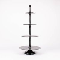 Große Etagere rund Metall Strukturoberfläche 4stufig Aluminium schwarz 55x123cm