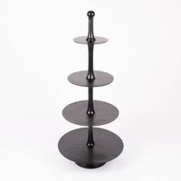 Große Etagere rund Metall Strukturoberfläche 4stufig Aluminium schwarz 55x123cm