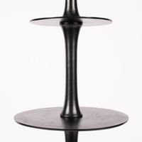 Große Etagere rund Metall Strukturoberfläche 4stufig Aluminium schwarz 55x123cm