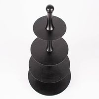 Große Etagere rund Metall Strukturoberfläche 4stufig Aluminium schwarz 55x123cm
