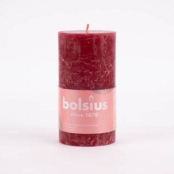 Bolsius Stumpenkerze Rustik velvet red 7x13cm