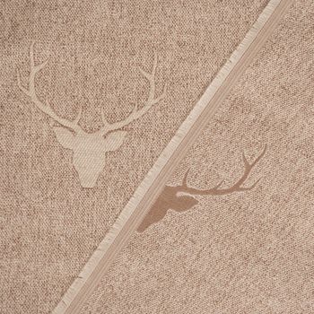 Dekostoff Landhausstoff Wendestoff Hirschkopf Geweih beige 1.40m