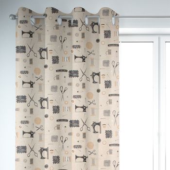 SCHÖNER LEBEN. Vorhang Sewing Atelier Nähzubehör natur schwarz 245cm