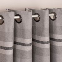 Ösengardine Karomuster Cosy Karo mit Wolle grau schwarz weiß 135x260cm