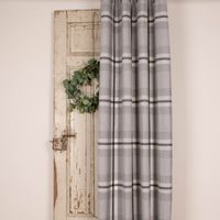Ösengardine Karomuster Cosy Karo mit Wolle grau schwarz weiß 135x260cm