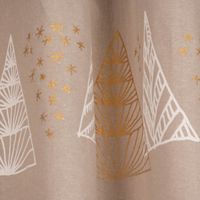 Ösengardine aus Baumwolle bedruckt Weihnachtsbäume natur weiß goldfarbig 140x260cm