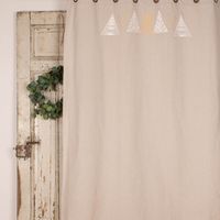 Ösengardine aus Baumwolle bedruckt Weihnachtsbäume natur weiß goldfarbig 140x260cm