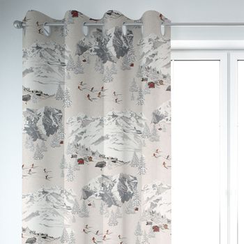 SCHÖNER LEBEN. Vorhang Skifahrer Winterlandschaft natur grau 245cm