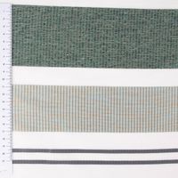 Gardinenstoff Streifen halbtransparent weiß grün 140cm Breite