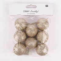 Rico Design Deko Glitzerkugeln goldfarbig 4cm 8 Stück