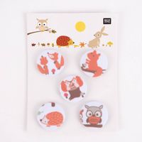 Rico Design Knöpfe mit Steg Waldtiere weiß orange 5 Stück 2cm