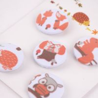 Rico Design Knöpfe mit Steg Waldtiere weiß orange 5 Stück 2cm