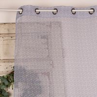 Ösengardine Allover fein geblümt grau weiß 140x260cm