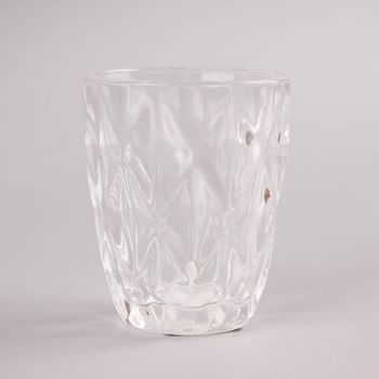 Trinkglas klein Diamantmuster geprägt Glas farblos 10x8cm