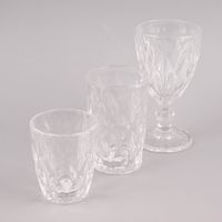 Trinkglas klein Diamantmuster geprägt Glas farblos 10x8cm