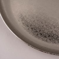 Tablett Oriental Ornamentmuster Metall silberfarbig verschiedene Größen