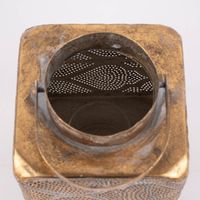 Laterne Niya antik Metall gestanztes Lochmuster goldfarbig weiß 22x15x15cm