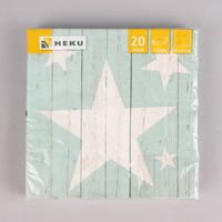 Serviette Sterne Holzoptik mint weiß 33x33cm 3lagig 20 Stück