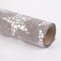 Deko Tischband Sterne metallic grau silberfarbig 28x250cm