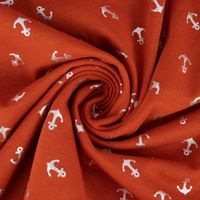 Baumwolljersey Jersey Foliendruck Anker rost silberfarbig 1.55m Breite