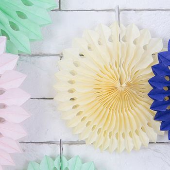 Deko Rosetten Papier mit Lochmuster 3er Set einfarbig pastell beige verschiedene Größen