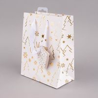 Geschenktasche mit Foliendruck Merry Christmas Tannenbaum weiß 18x23x10cm verschiedene Farben