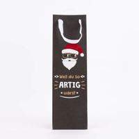 Geschenktasche Flaschentasche Coole Weihnachten natur schwarz 12x40x10cm verschiedene Motive