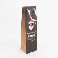 Geschenktasche Flaschentasche Coole Weihnachten natur schwarz 12x40x10cm verschiedene Motive