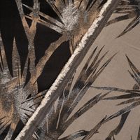 Dekostoff Jacquard Palmenblätter schwarz beige 137cm Breite
