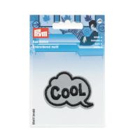 Prym Applikation Reflex selbstklebend aufbügelbar Sprachblase Cool grau schwarz 5x4.5cm