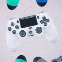 Sweatstoff Digitaldruck LETS GAME Controller grau bunt 1.45m Breite